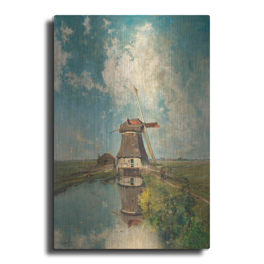 Luxe Metal Art 'A Windmill on a Polder Waterway  c. 1889' by Gabriel, Metal Wall Art