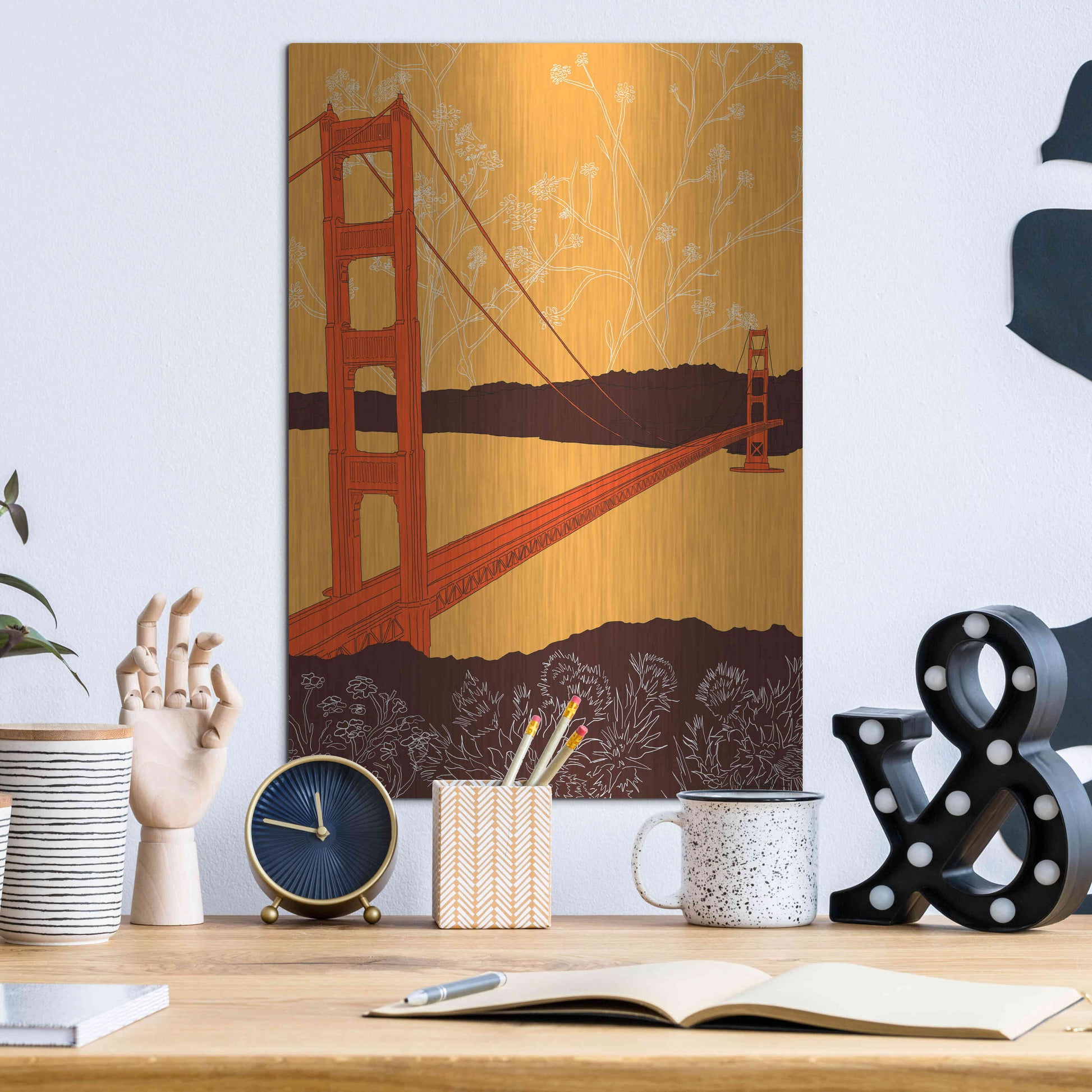 Luxe Metal Art 'Golden Gate Bridge - Headlands' by Shane Donahue, Metal Wall Art,12x16