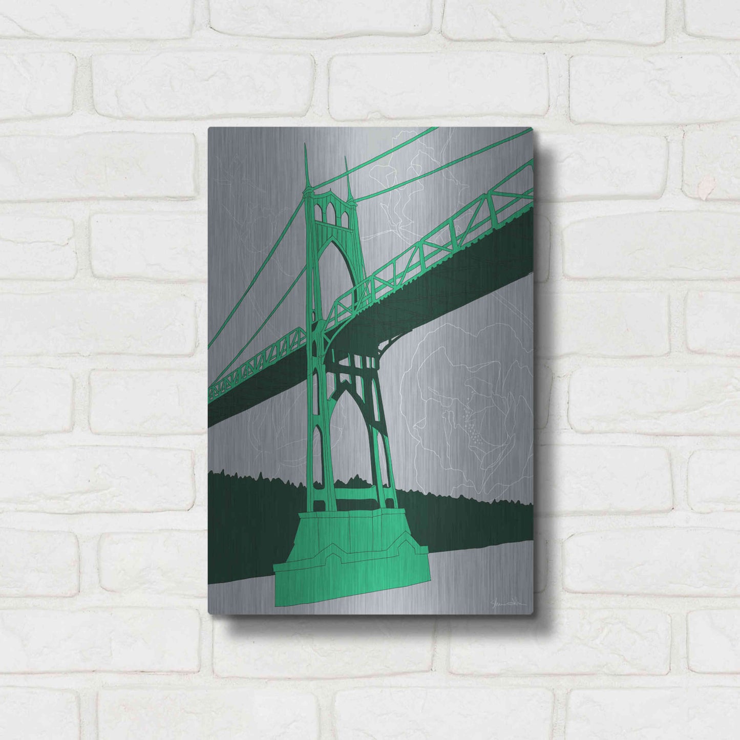 Luxe Metal Art 'St. Johns Bridge - Portland' by Shane Donahue, Metal Wall Art,12x16