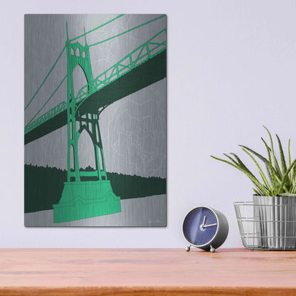 Luxe Metal Art 'St. Johns Bridge - Portland' by Shane Donahue, Metal Wall Art,12x16