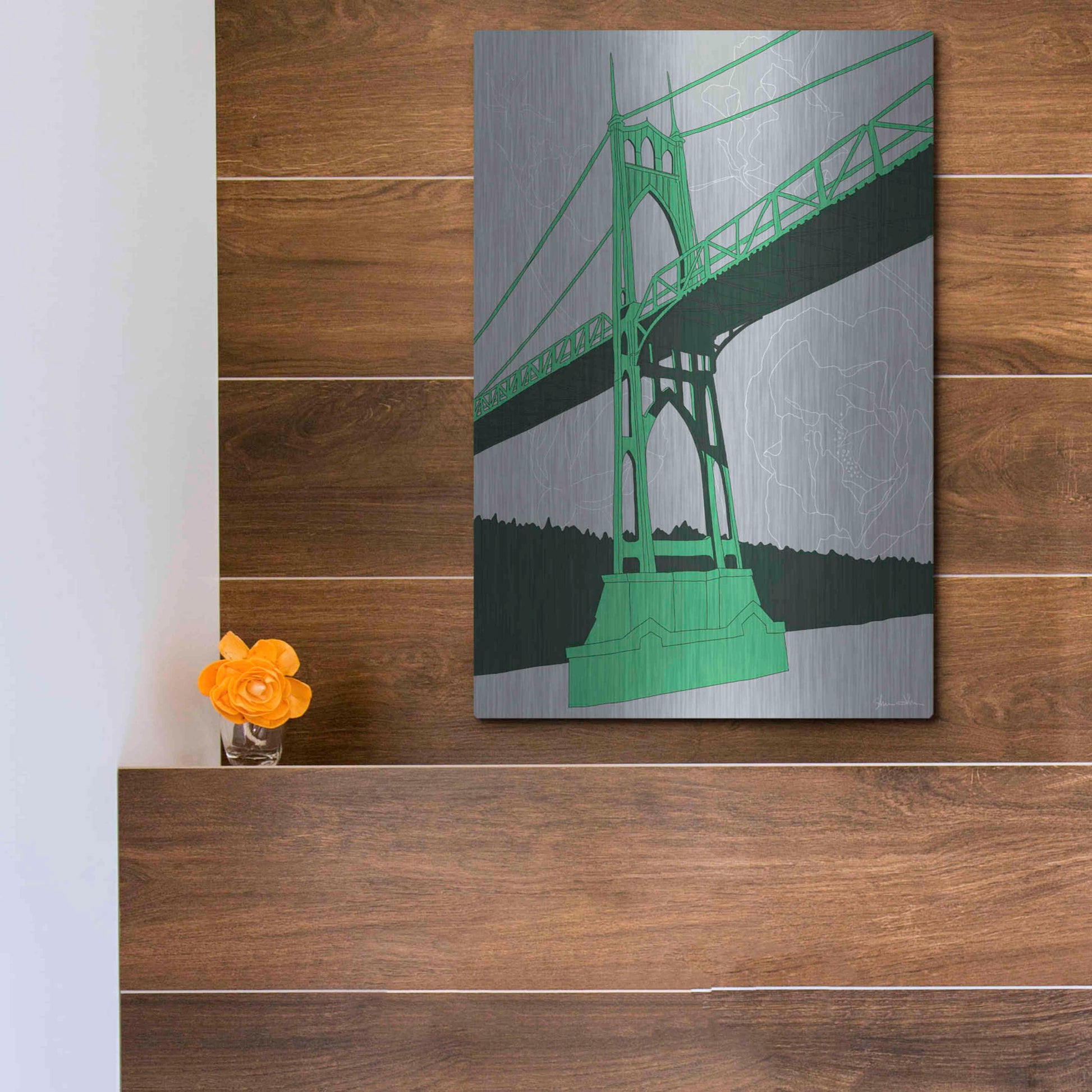 Luxe Metal Art 'St. Johns Bridge - Portland' by Shane Donahue, Metal Wall Art,12x16