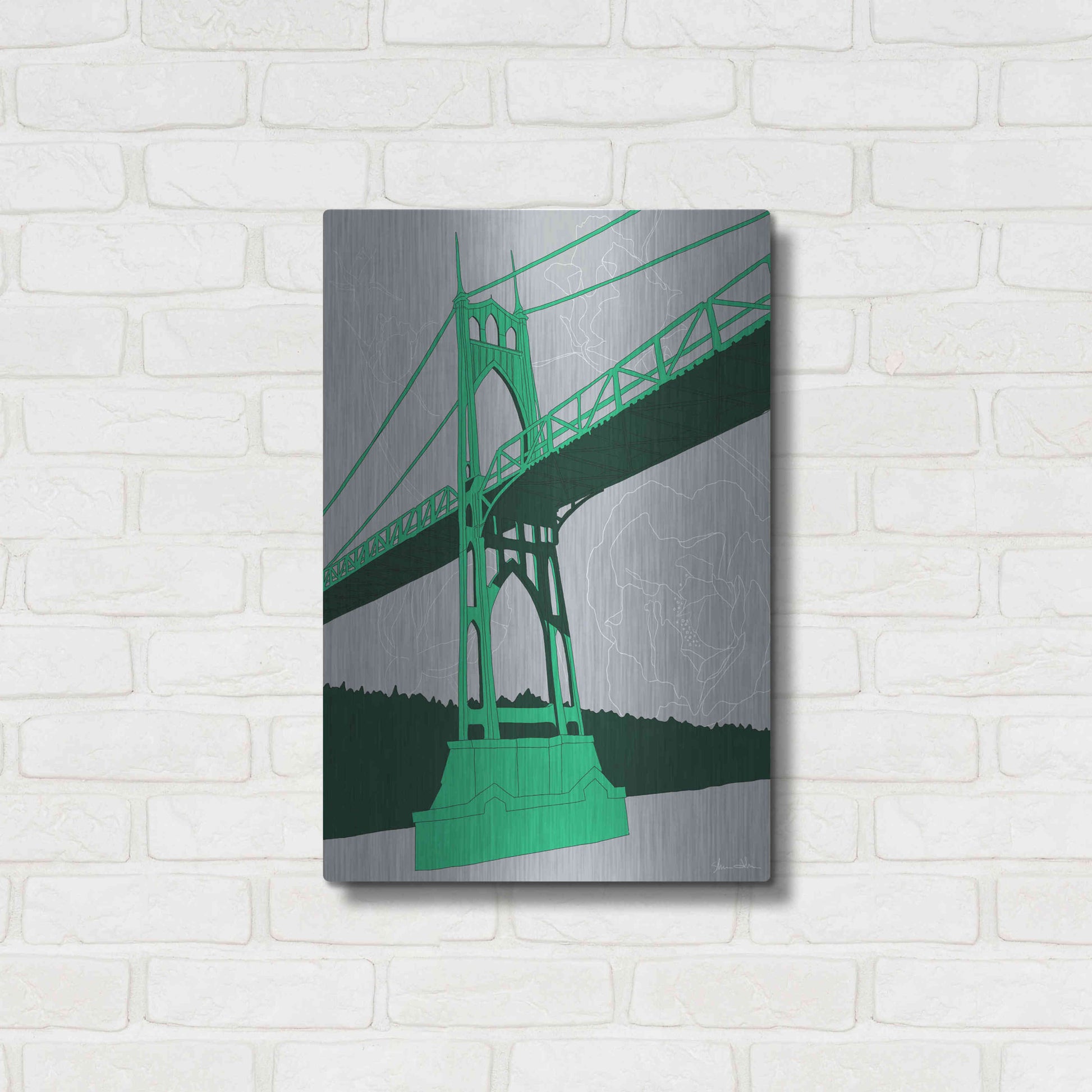 Luxe Metal Art 'St. Johns Bridge - Portland' by Shane Donahue, Metal Wall Art,16x24