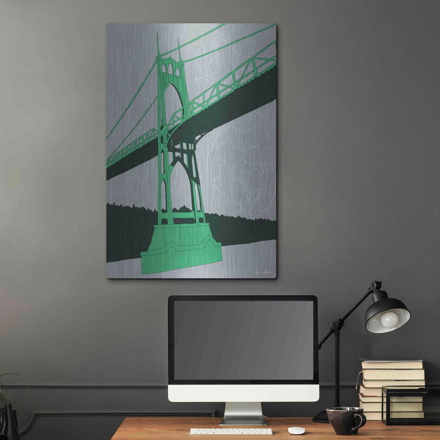 Luxe Metal Art 'St. Johns Bridge - Portland' by Shane Donahue, Metal Wall Art,24x36