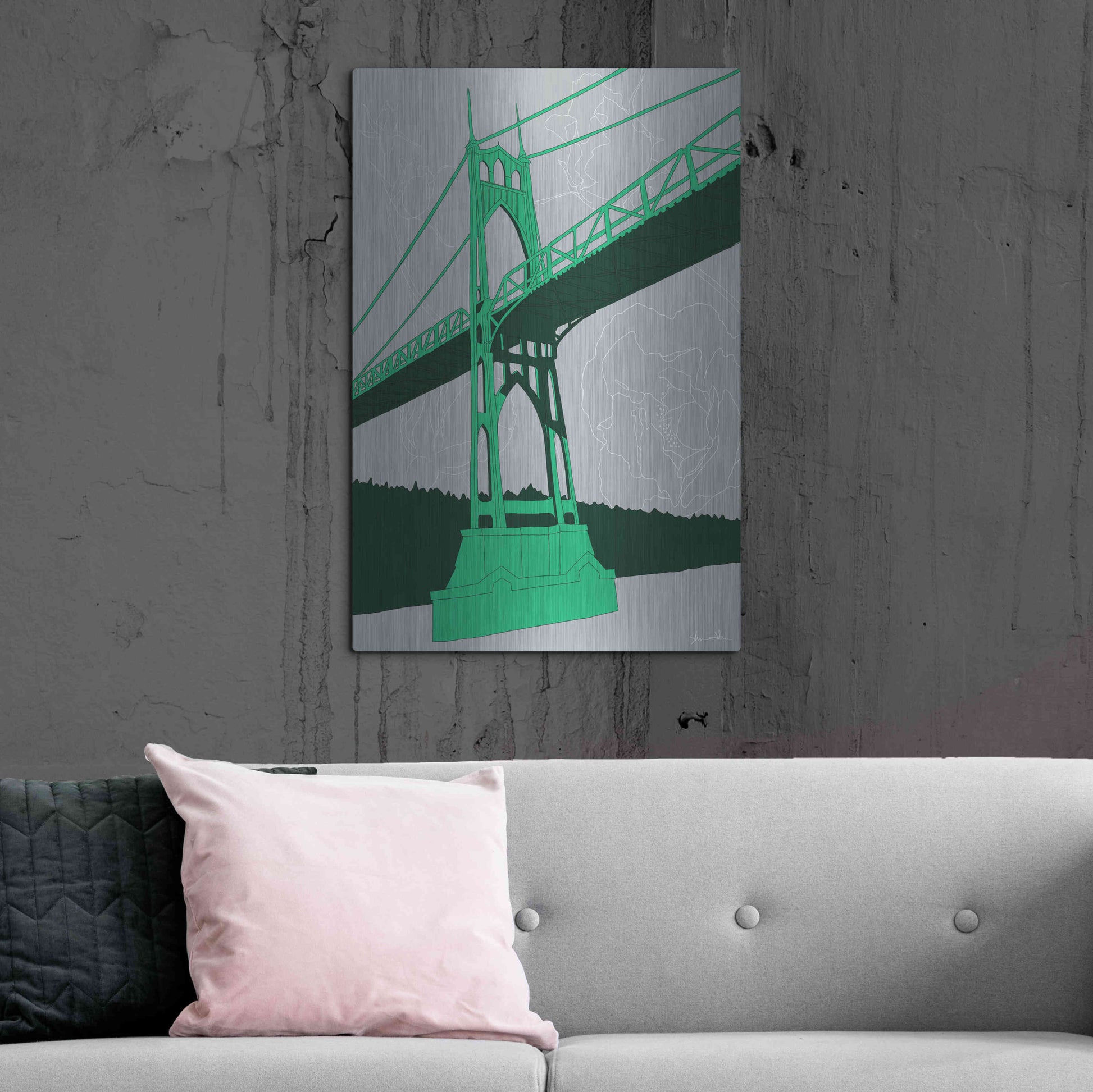 Luxe Metal Art 'St. Johns Bridge - Portland' by Shane Donahue, Metal Wall Art,24x36