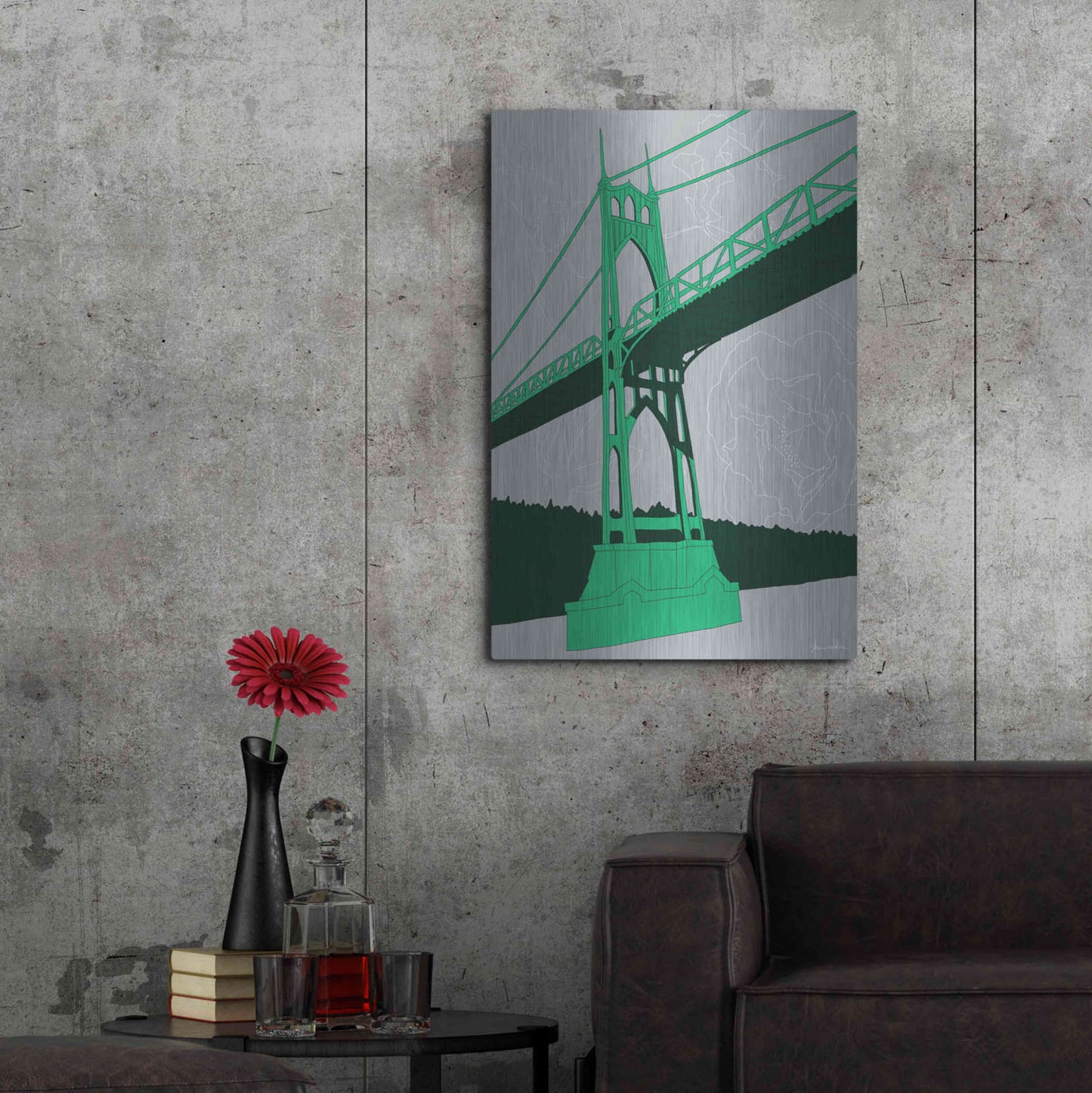 Luxe Metal Art 'St. Johns Bridge - Portland' by Shane Donahue, Metal Wall Art,24x36