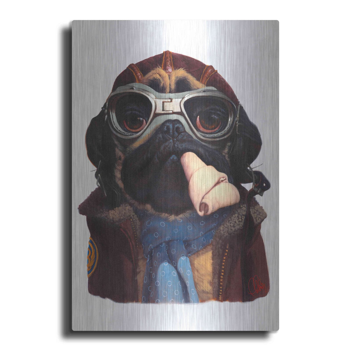 'Aviator Pug' by Thomas Fluharty – Metal Wall Art