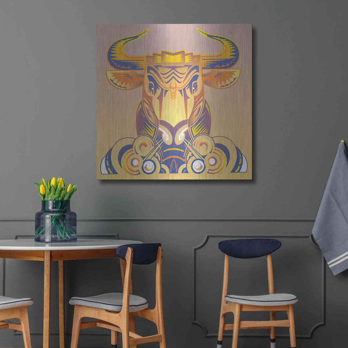 'Bull' by David Chestnutt – Metal Wall Art, 36x36 room view