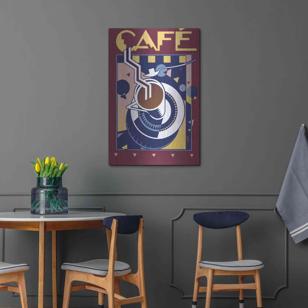 'Cafe' by David Chestnutt – Metal Wall Art, 24x36 room view