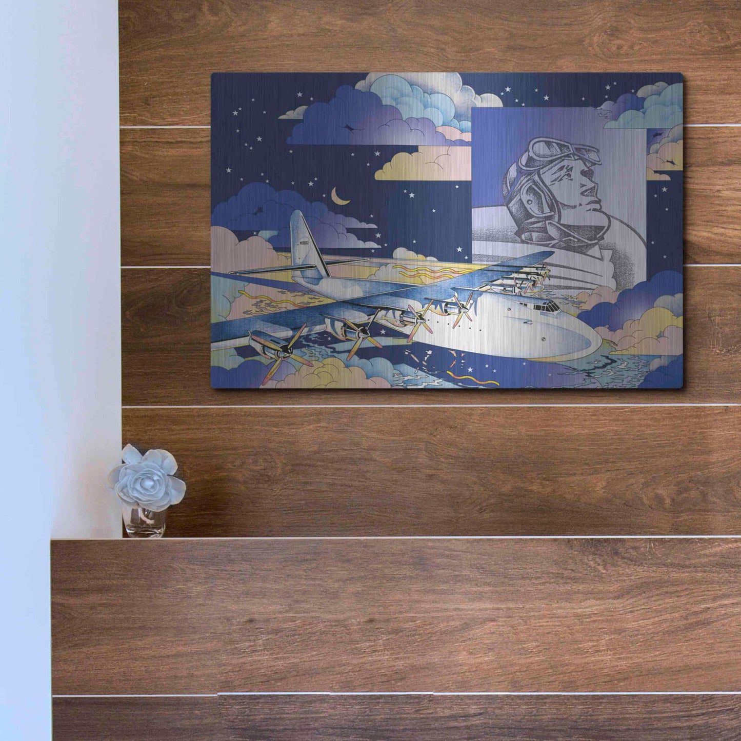 Luxe Metal Art 'Spruce Goose' by David Chestnutt, Metal Wall Art,16x12