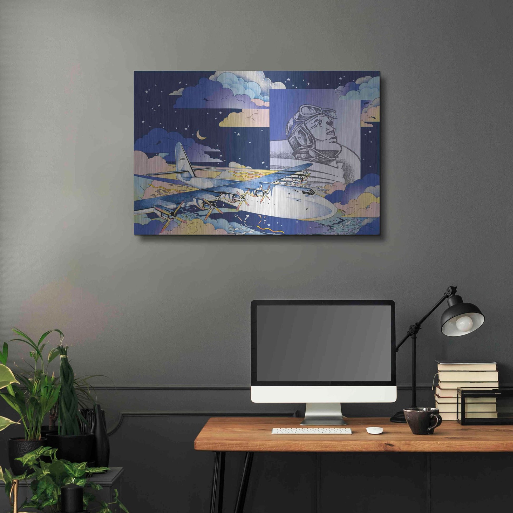 Luxe Metal Art 'Spruce Goose' by David Chestnutt, Metal Wall Art,36x24