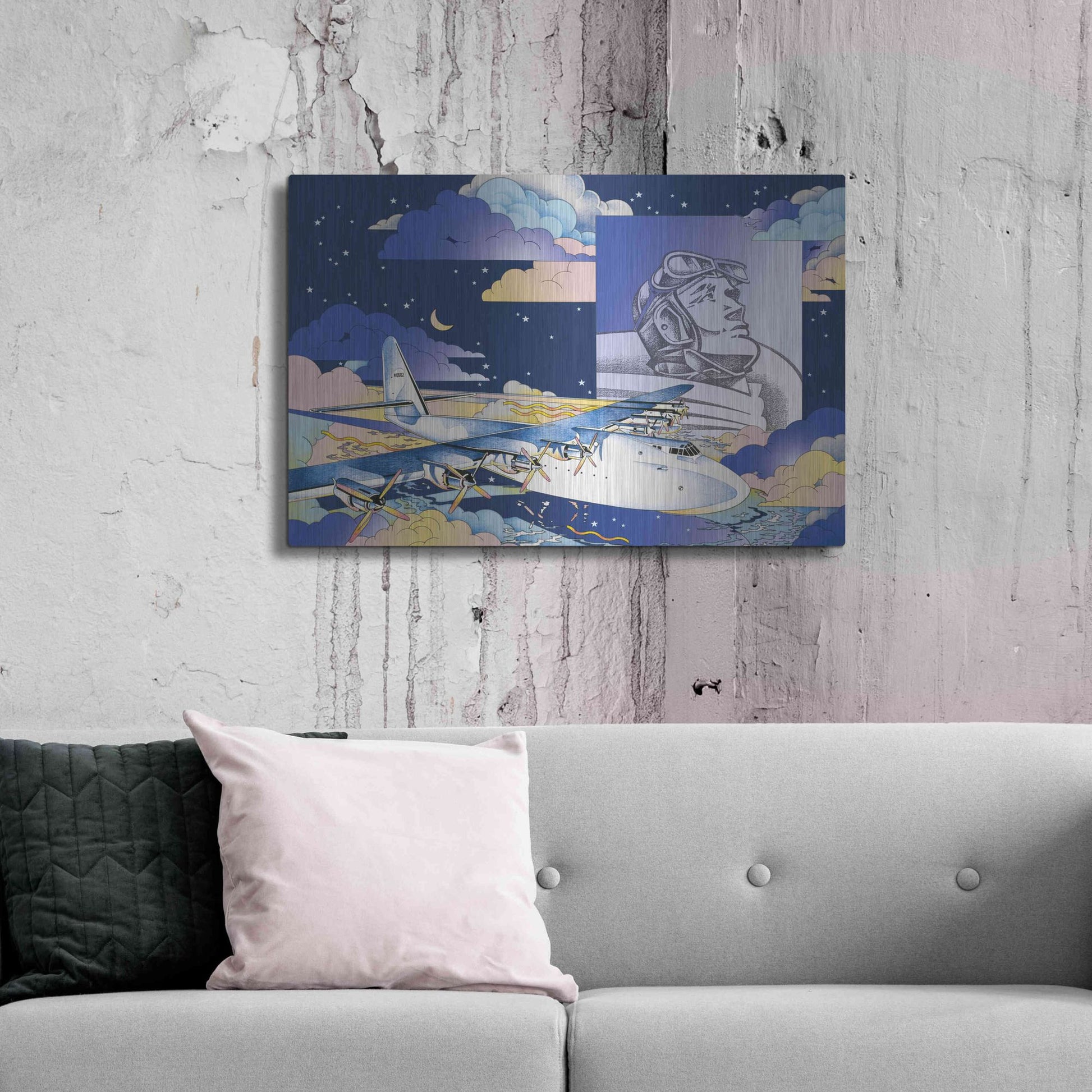 Luxe Metal Art 'Spruce Goose' by David Chestnutt, Metal Wall Art,36x24