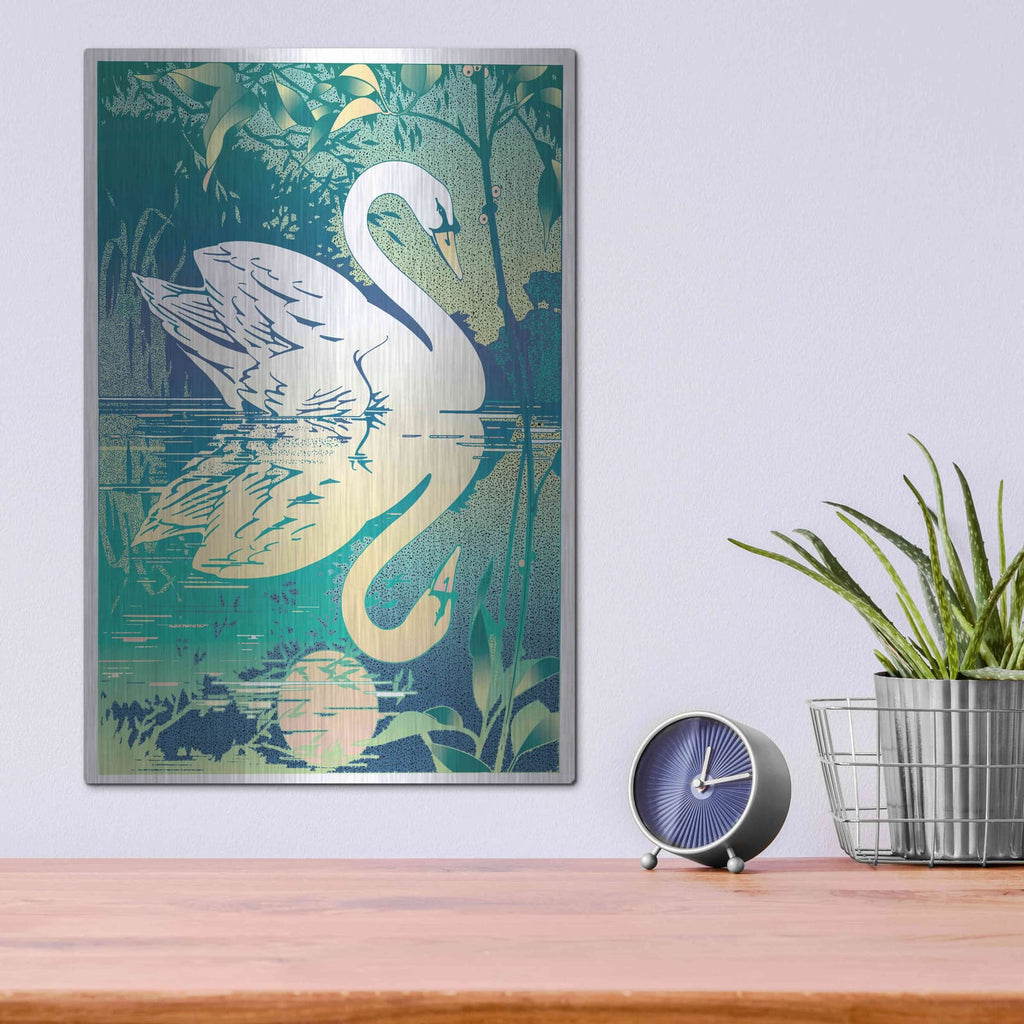 'Swan' by David Chestnutt – Metal Wall Art, 12x16 room view