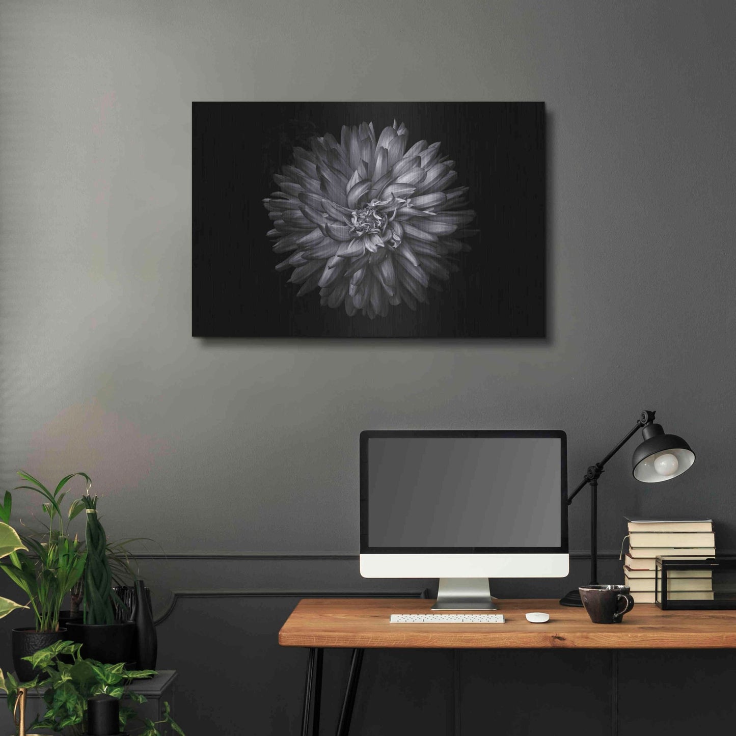 Luxe Metal Art 'Backyard Flowers In Black And White 20' by Brian Carson, Metal Wall Art,36x24