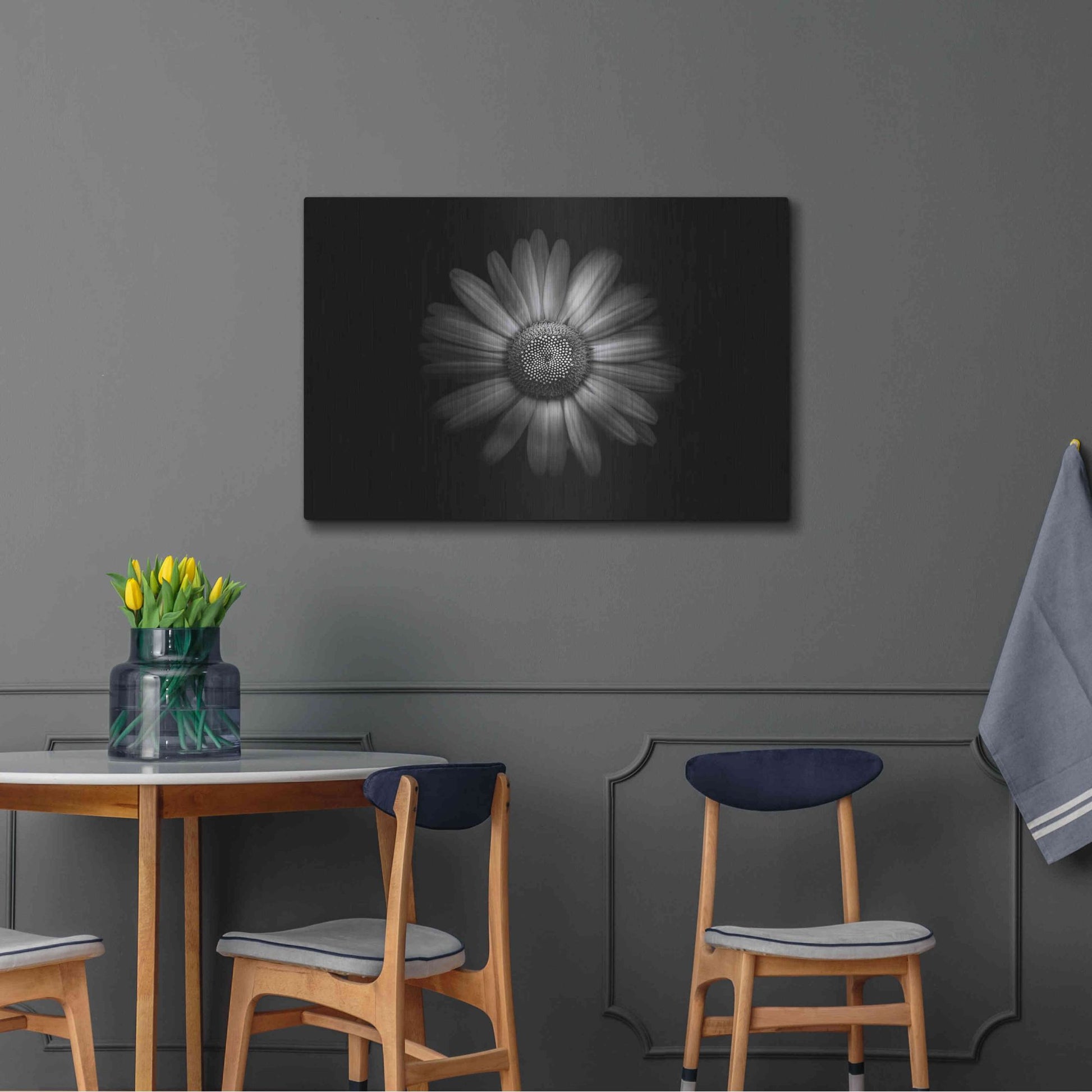 Luxe Metal Art 'Backyard Flowers In Black And White 31' by Brian Carson, Metal Wall Art,36x24