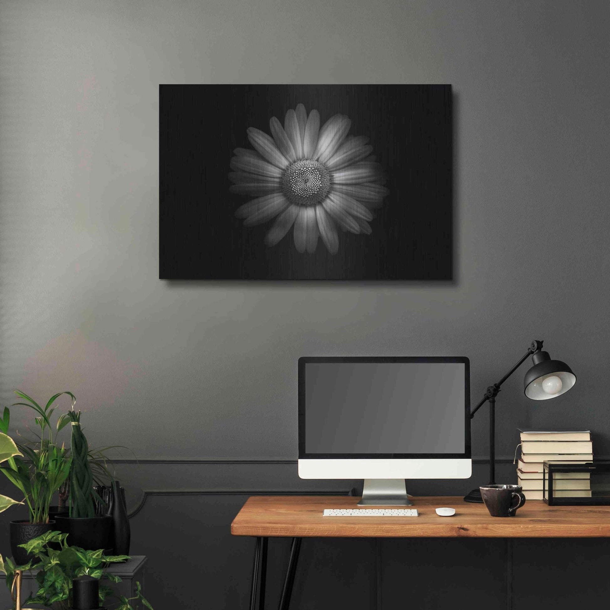 Luxe Metal Art 'Backyard Flowers In Black And White 31' by Brian Carson, Metal Wall Art,36x24