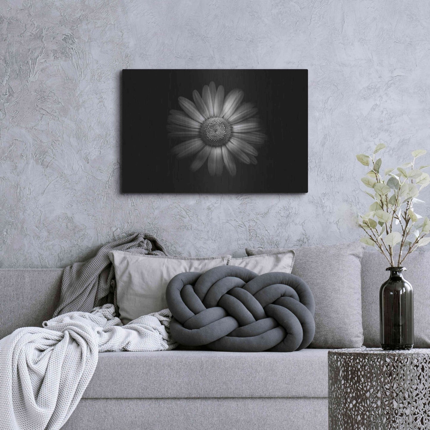 Luxe Metal Art 'Backyard Flowers In Black And White 31' by Brian Carson, Metal Wall Art,36x24