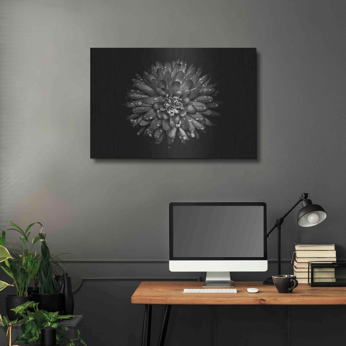 Luxe Metal Art 'Backyard Flowers In Black And White 45' by Brian Carson, Metal Wall Art,36x24