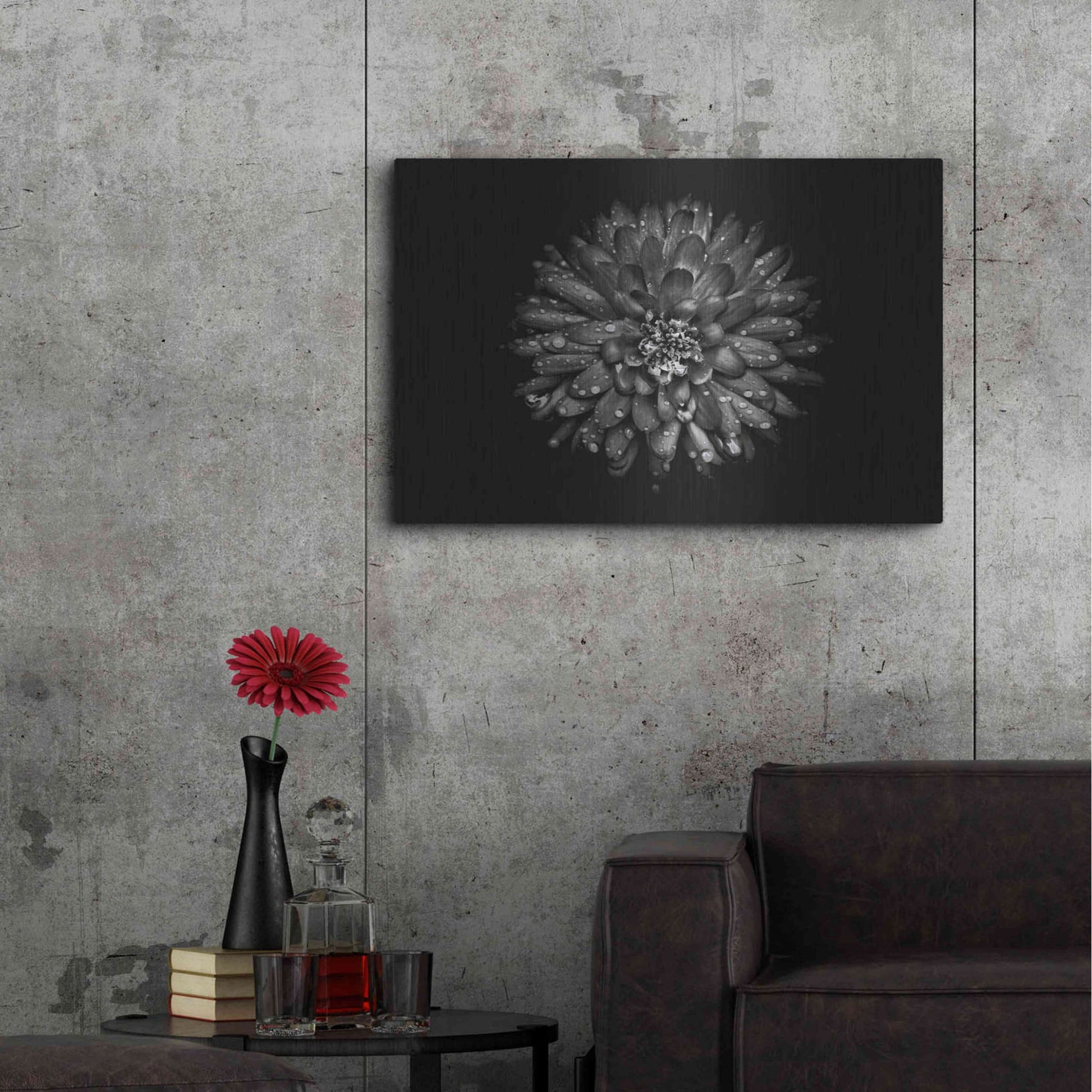 Luxe Metal Art 'Backyard Flowers In Black And White 45' by Brian Carson, Metal Wall Art,36x24