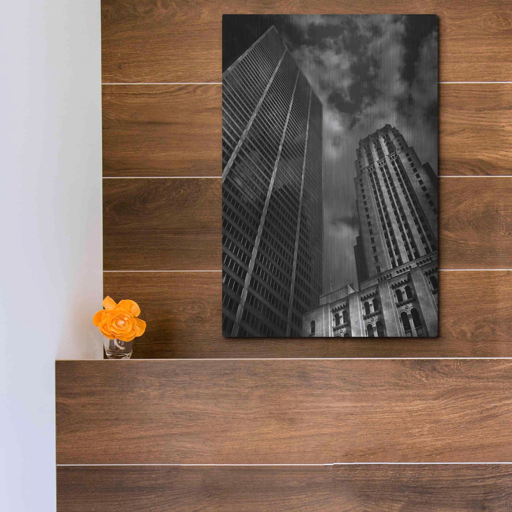 Luxe Metal Art 'Commerce Court Courtyard View No 1' by Brian Carson, Metal Wall Art,12x16