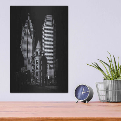 Luxe Metal Art 'Gooderham Flatiron Building And Toronto Downtown No 2' by Brian Carson, Metal Wall Art,12x16