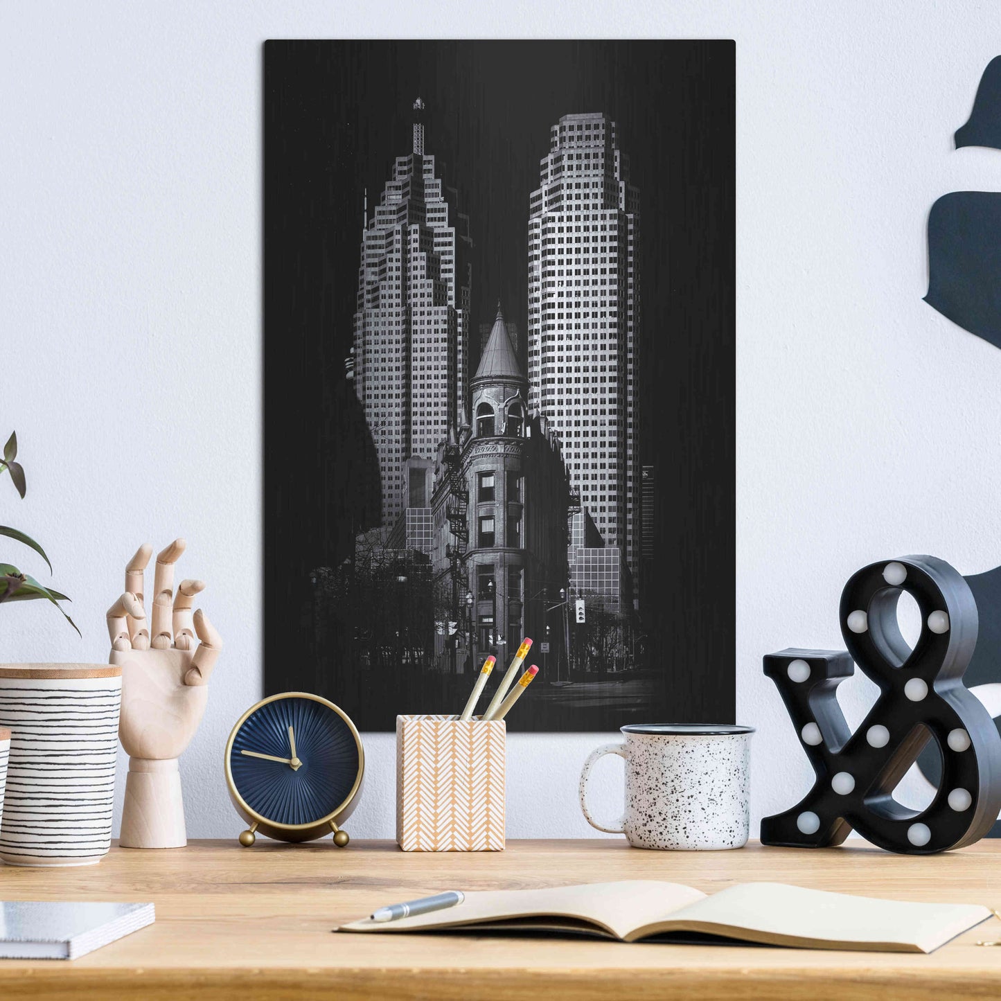 Luxe Metal Art 'Gooderham Flatiron Building And Toronto Downtown No 2' by Brian Carson, Metal Wall Art,12x16