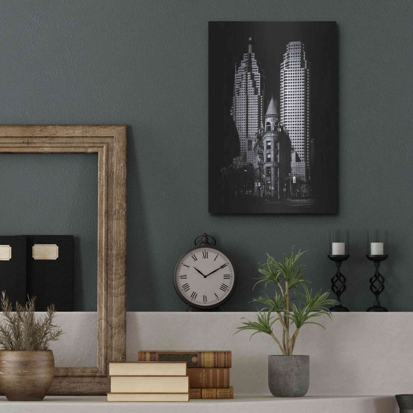 Luxe Metal Art 'Gooderham Flatiron Building And Toronto Downtown No 2' by Brian Carson, Metal Wall Art,12x16