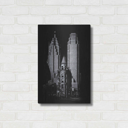 Luxe Metal Art 'Gooderham Flatiron Building And Toronto Downtown No 2' by Brian Carson, Metal Wall Art,16x24