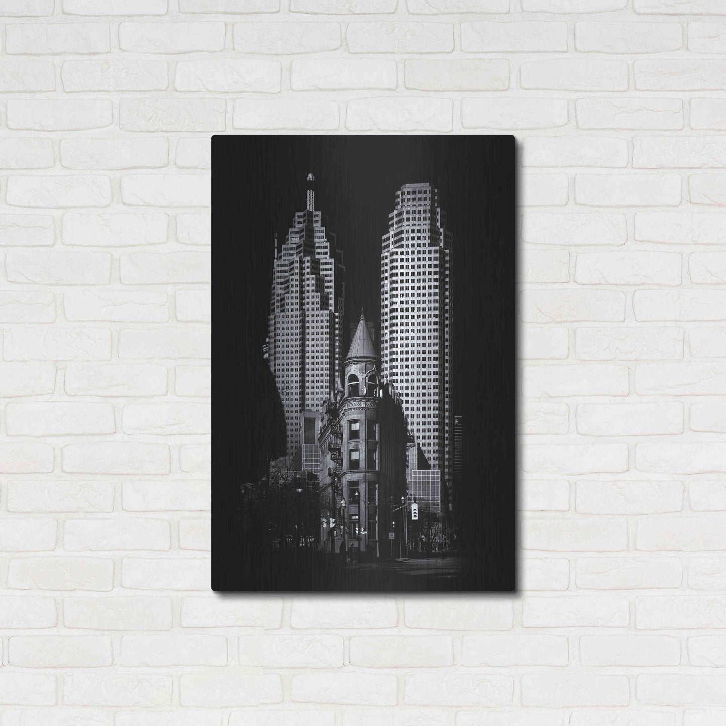 Luxe Metal Art 'Gooderham Flatiron Building And Toronto Downtown No 2' by Brian Carson, Metal Wall Art,24x36