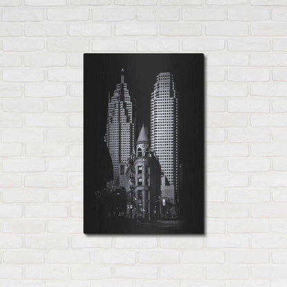 Luxe Metal Art 'Gooderham Flatiron Building And Toronto Downtown No 2' by Brian Carson, Metal Wall Art,24x36