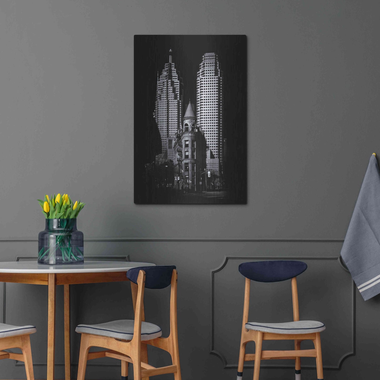 Luxe Metal Art 'Gooderham Flatiron Building And Toronto Downtown No 2' by Brian Carson, Metal Wall Art,24x36