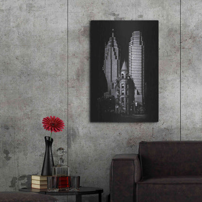 Luxe Metal Art 'Gooderham Flatiron Building And Toronto Downtown No 2' by Brian Carson, Metal Wall Art,24x36