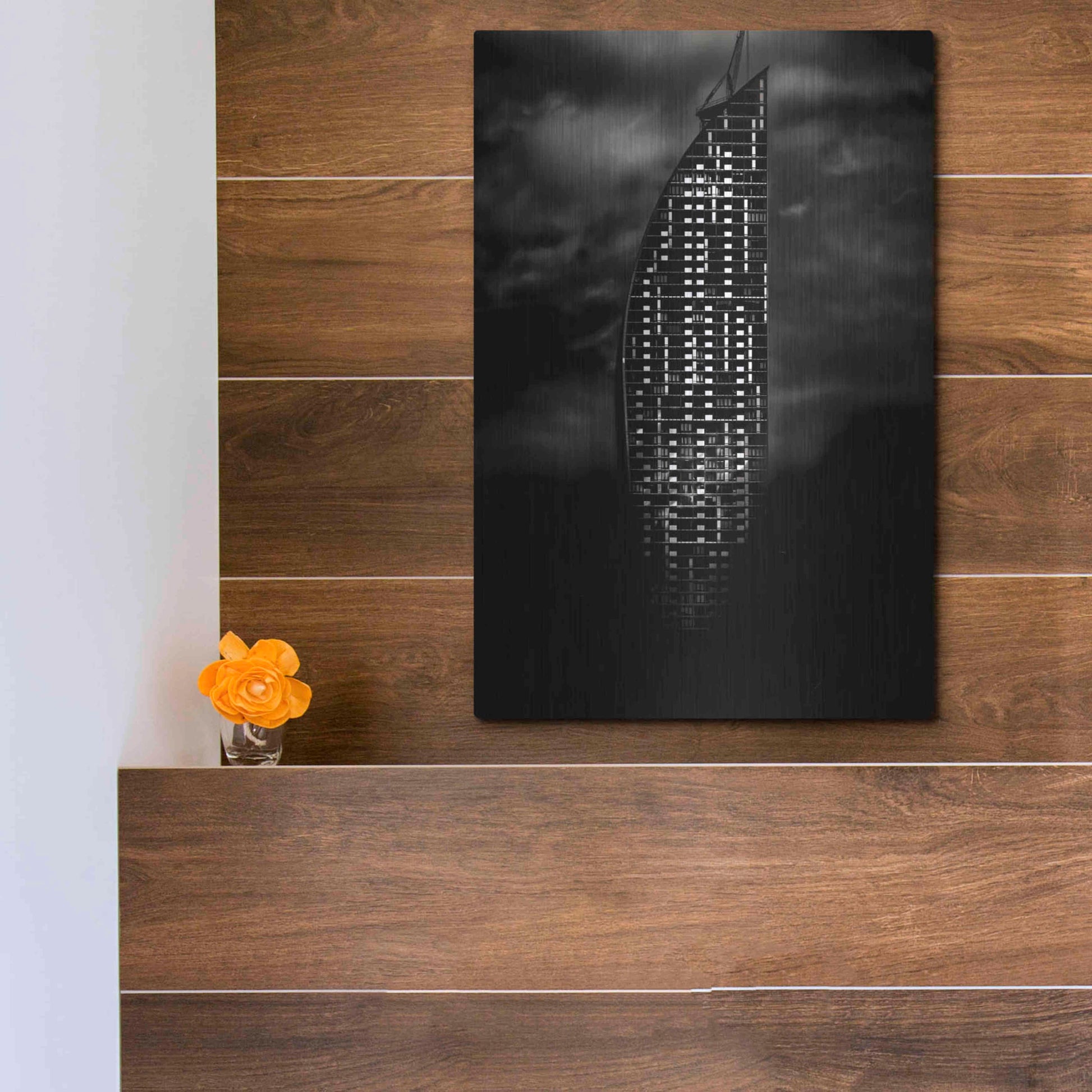 Luxe Metal Art 'L Tower No 3' by Brian Carson, Metal Wall Art,12x16