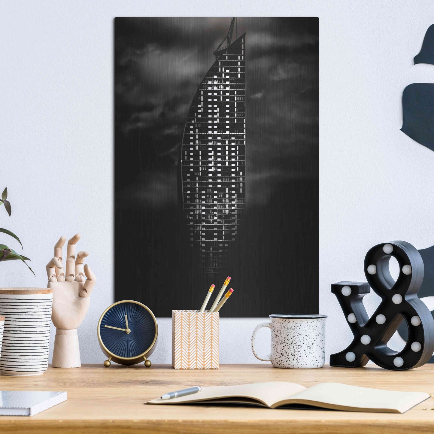 Luxe Metal Art 'L Tower No 3' by Brian Carson, Metal Wall Art,12x16