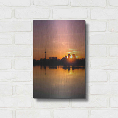 Luxe Metal Art 'Leslie Street Spit Toronto Canada Sunset' by Brian Carson, Metal Wall Art,12x16