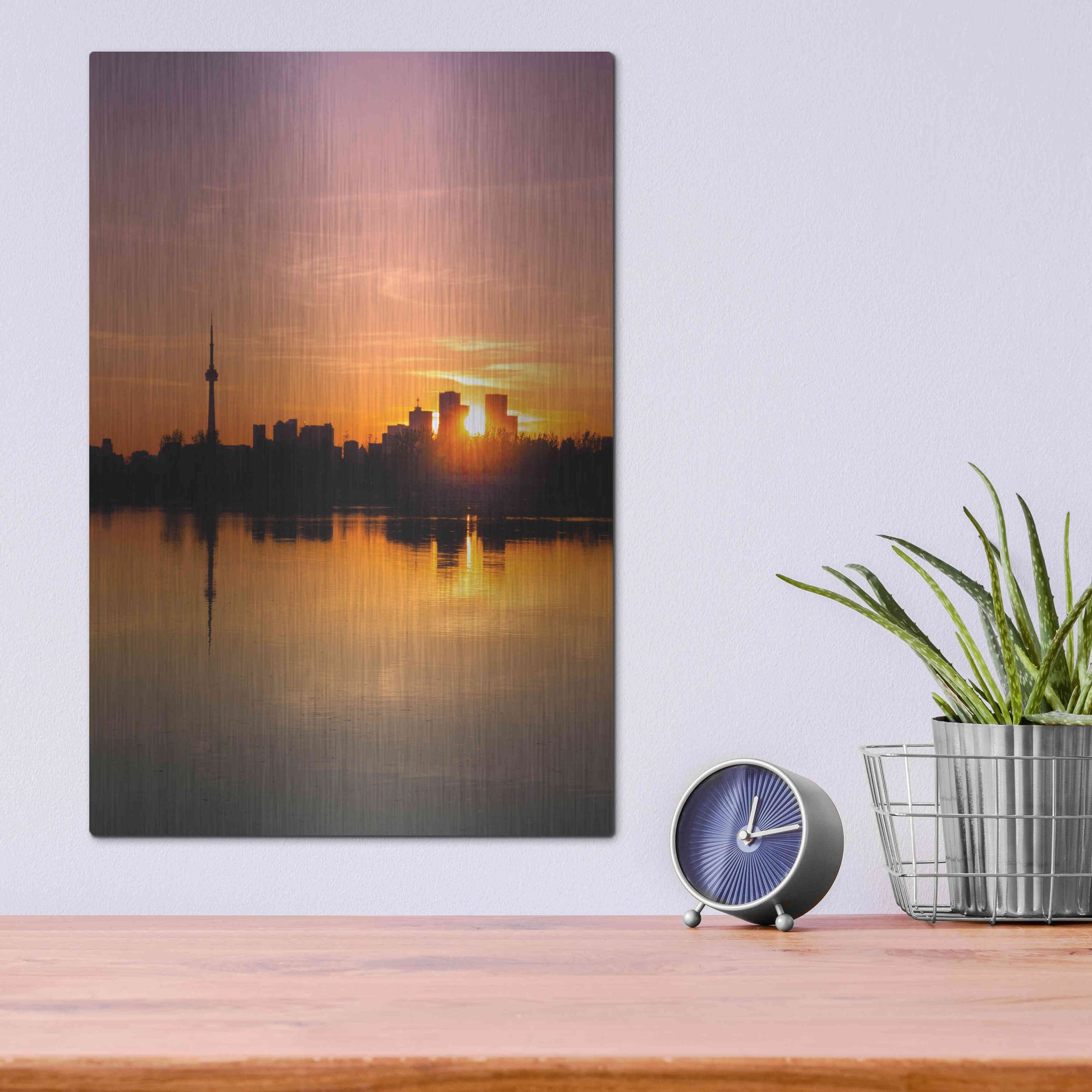 Luxe Metal Art 'Leslie Street Spit Toronto Canada Sunset' by Brian Carson, Metal Wall Art,12x16