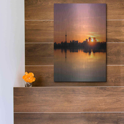 Luxe Metal Art 'Leslie Street Spit Toronto Canada Sunset' by Brian Carson, Metal Wall Art,12x16