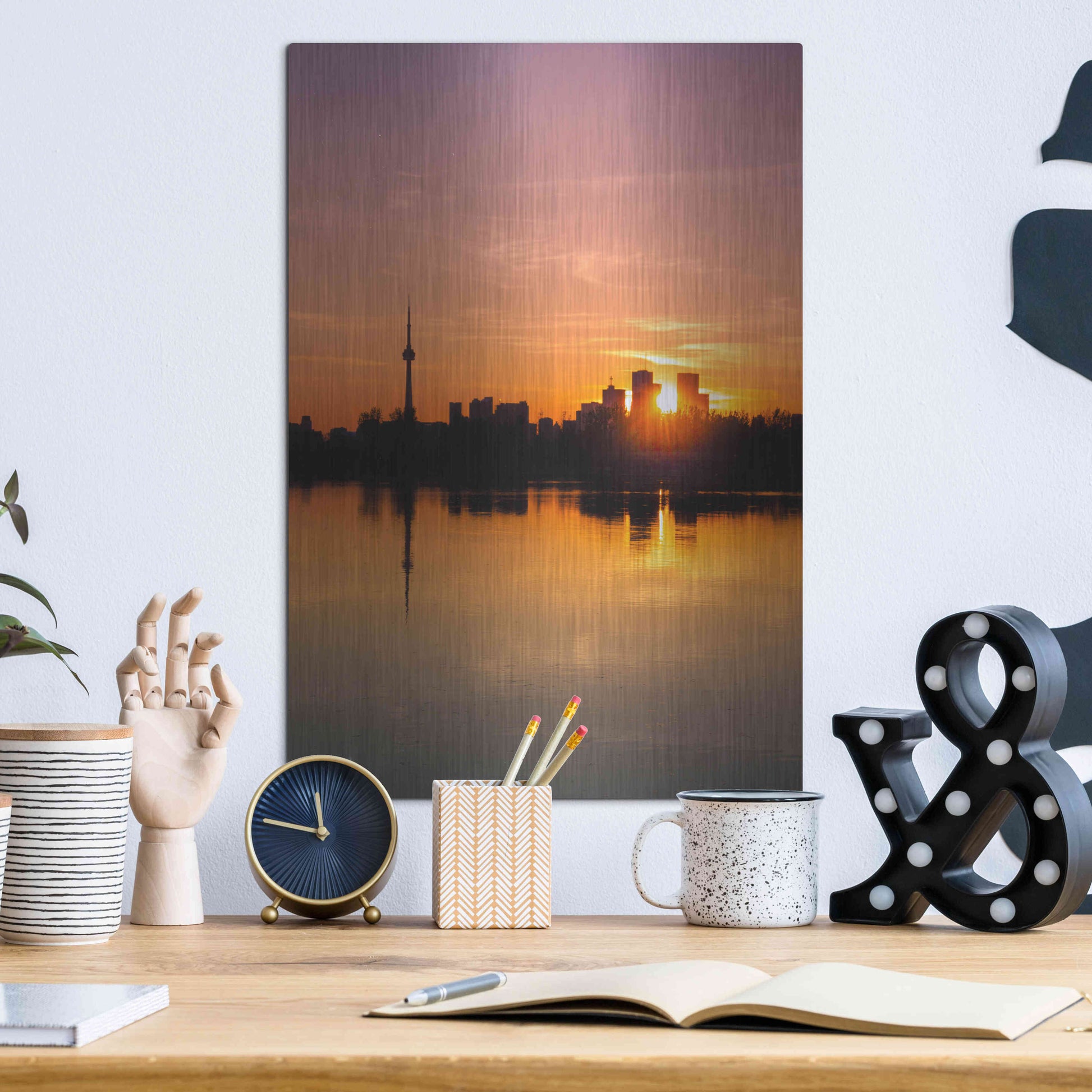 Luxe Metal Art 'Leslie Street Spit Toronto Canada Sunset' by Brian Carson, Metal Wall Art,12x16