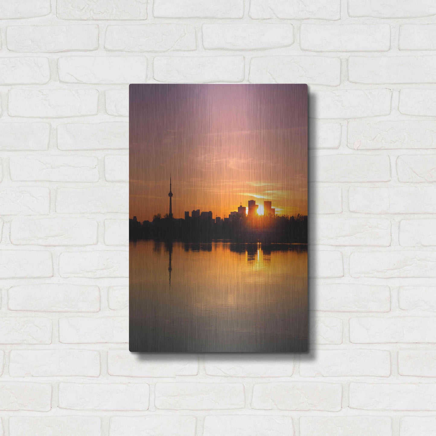 Luxe Metal Art 'Leslie Street Spit Toronto Canada Sunset' by Brian Carson, Metal Wall Art,16x24