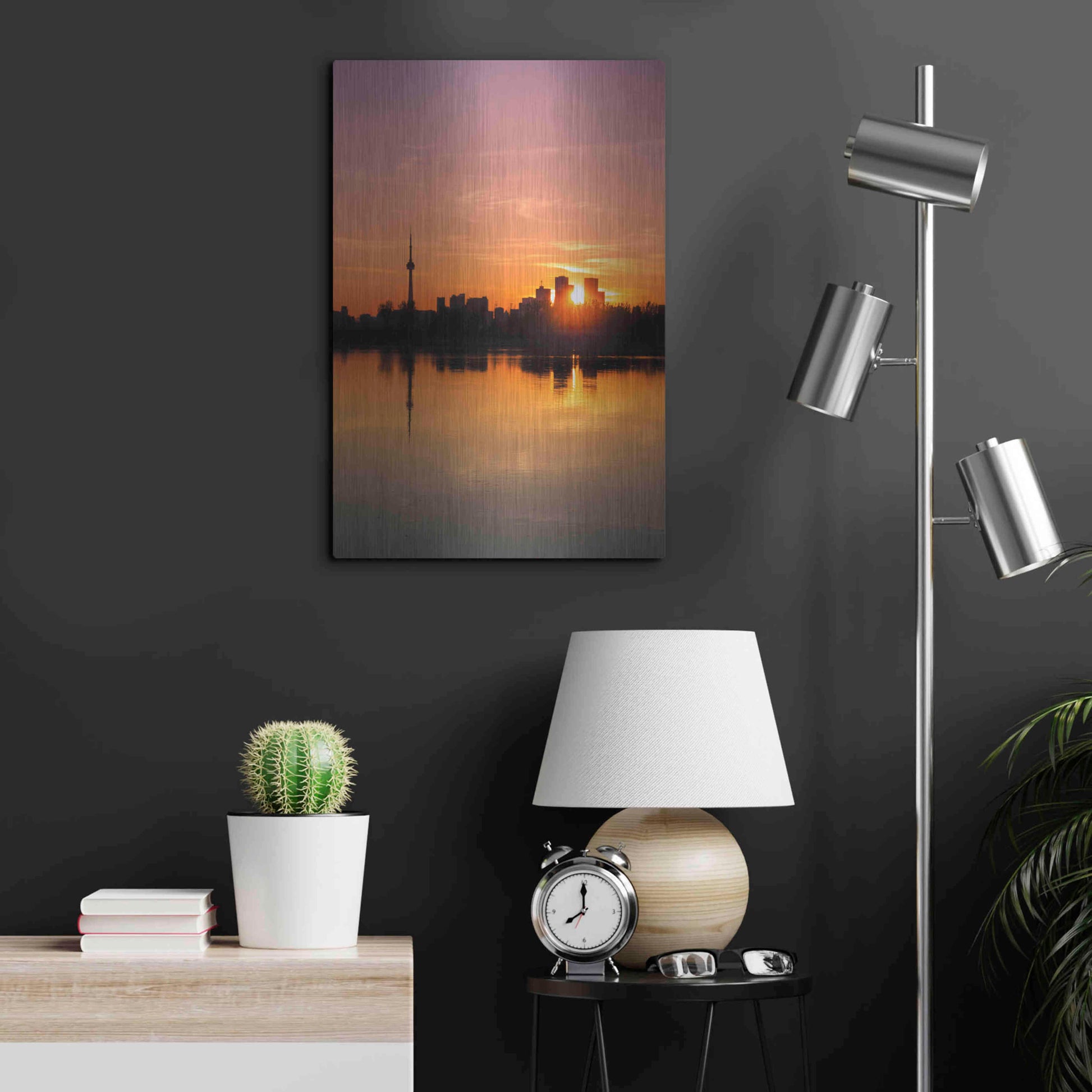 Luxe Metal Art 'Leslie Street Spit Toronto Canada Sunset' by Brian Carson, Metal Wall Art,16x24