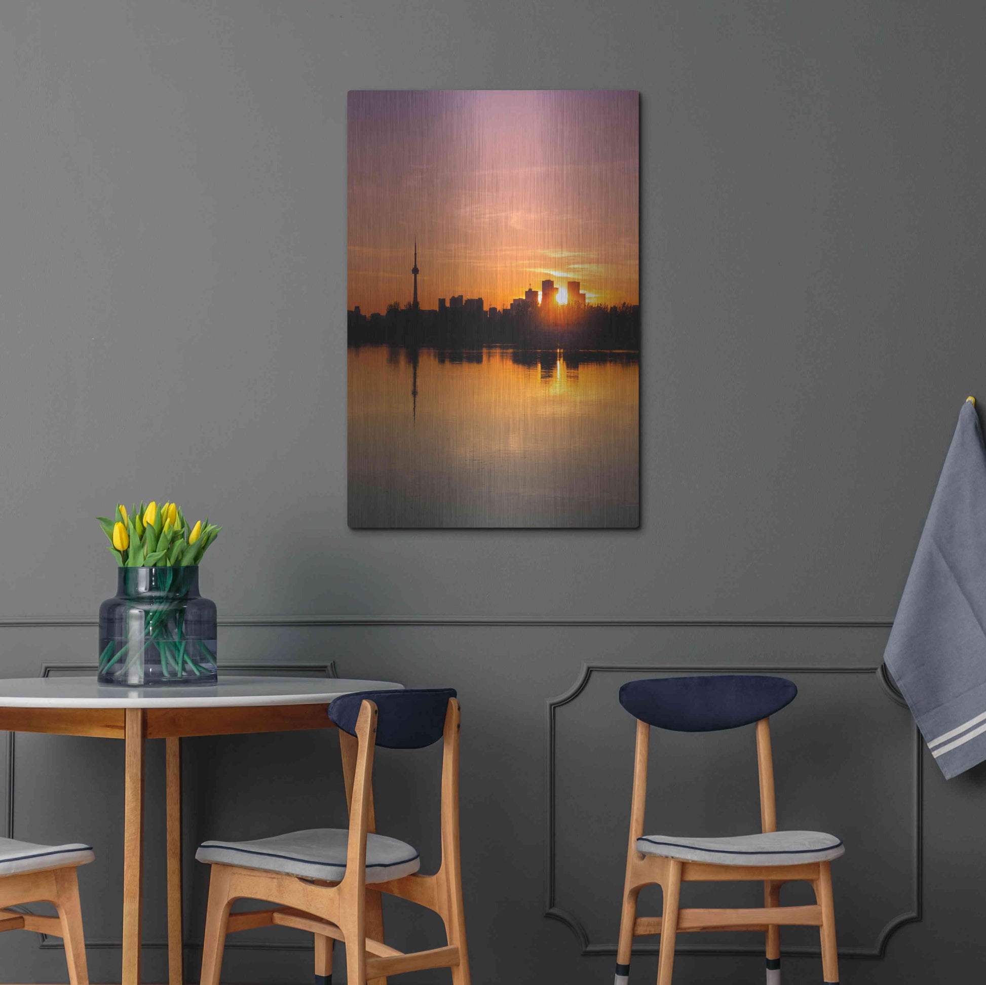 Luxe Metal Art 'Leslie Street Spit Toronto Canada Sunset' by Brian Carson, Metal Wall Art,24x36