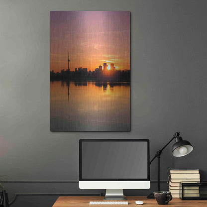 Luxe Metal Art 'Leslie Street Spit Toronto Canada Sunset' by Brian Carson, Metal Wall Art,24x36