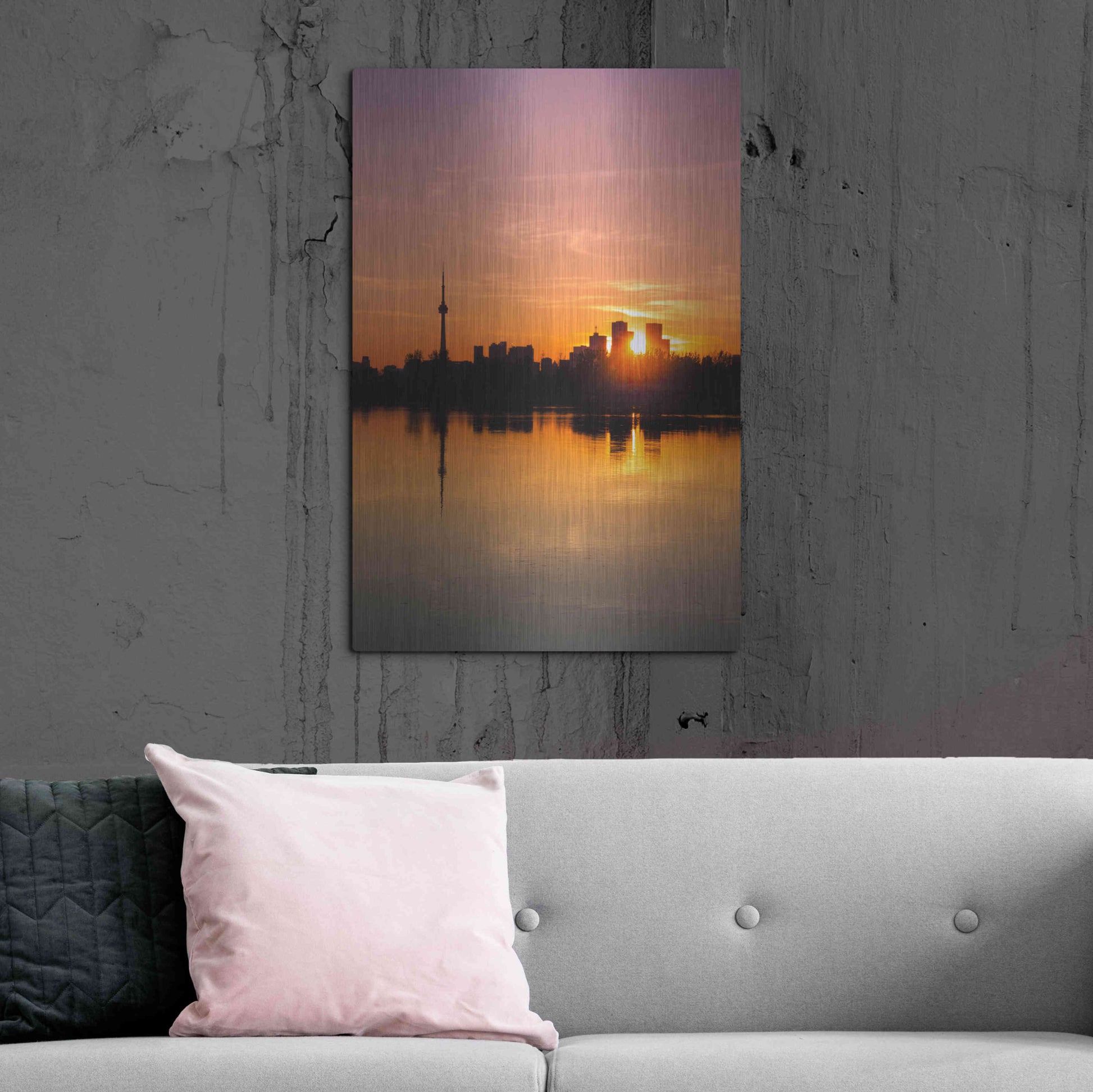 Luxe Metal Art 'Leslie Street Spit Toronto Canada Sunset' by Brian Carson, Metal Wall Art,24x36