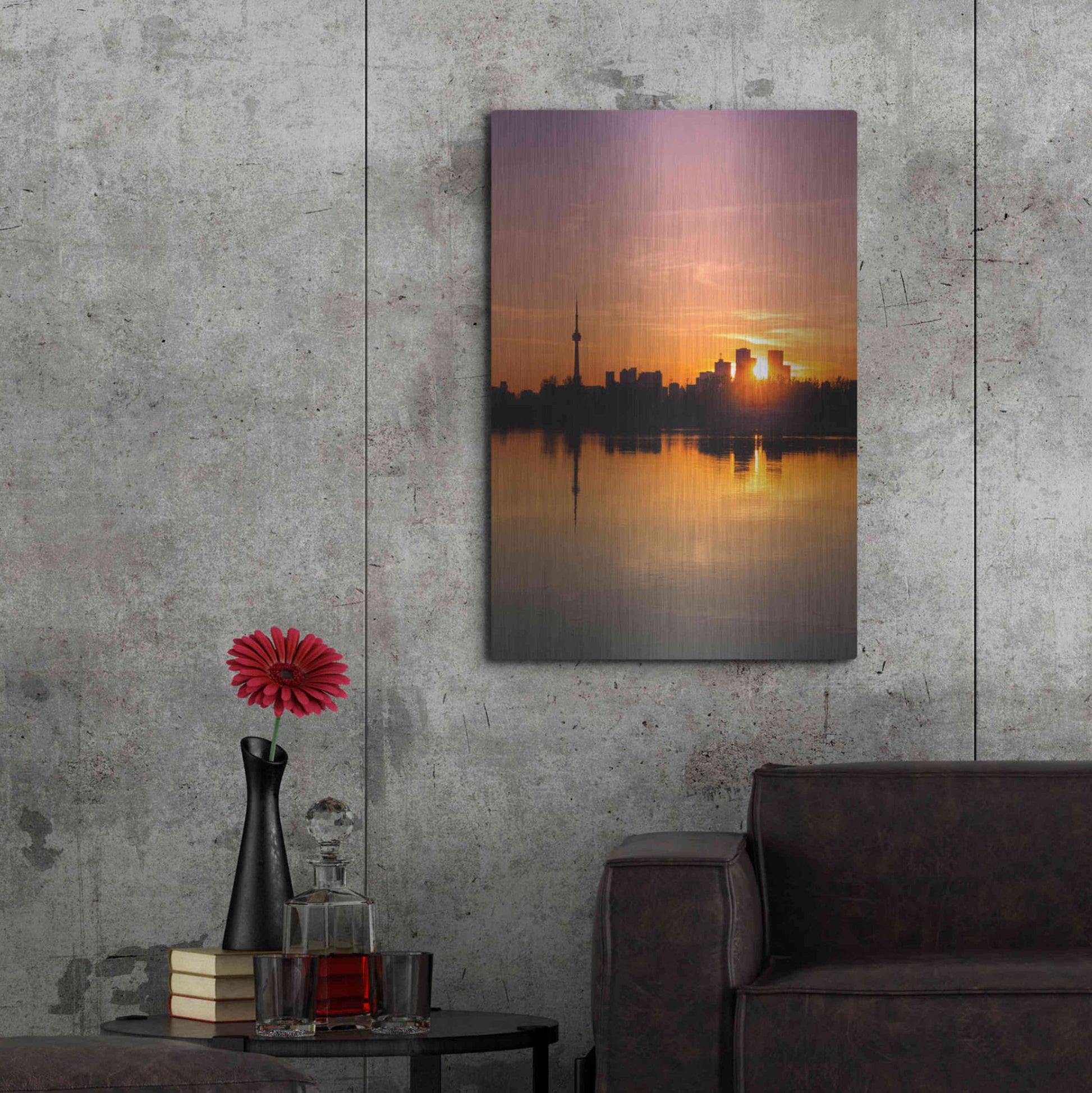 Luxe Metal Art 'Leslie Street Spit Toronto Canada Sunset' by Brian Carson, Metal Wall Art,24x36