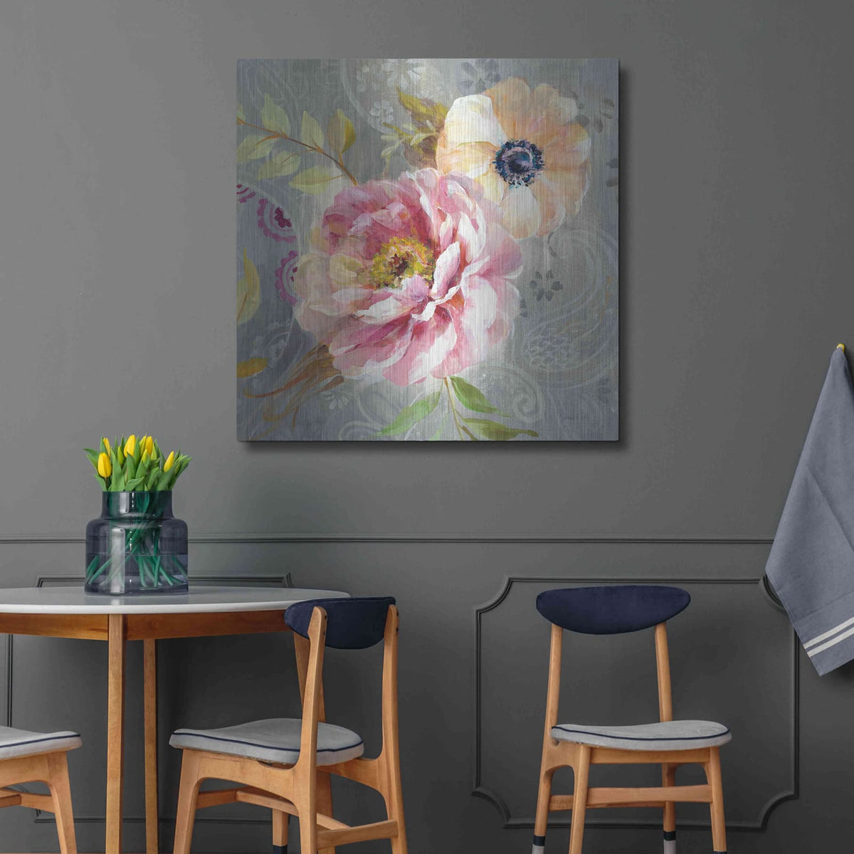 'Peonies and Paisley III' by Danhui Nai – Metal Wall Art, 36x36 room view