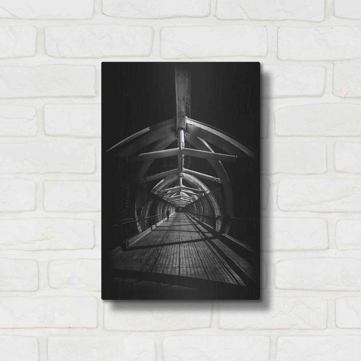 Luxe Metal Art 'Puente de Luz Pedestrian Bridge No 1' by Brian Carson, Metal Wall Art,12x16