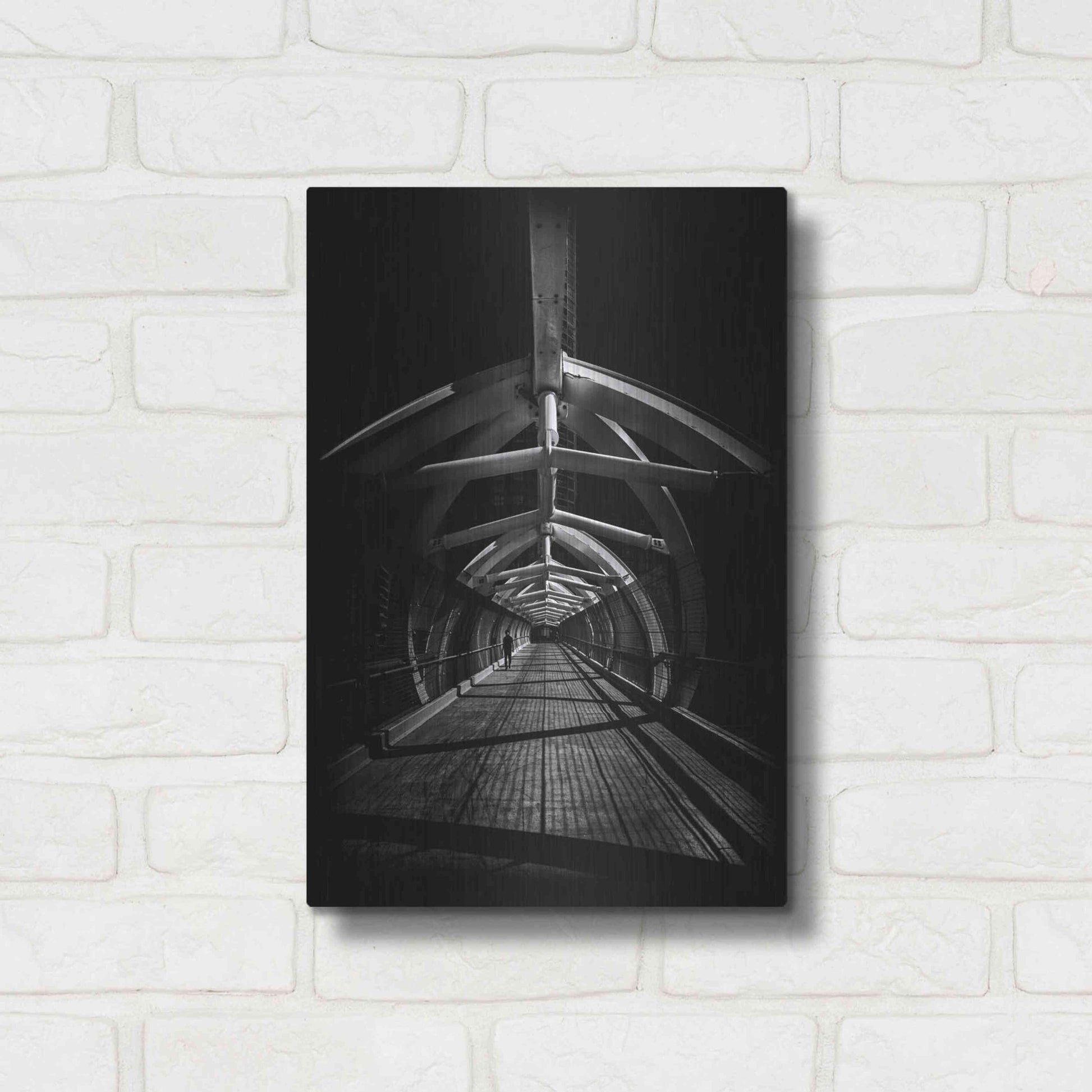 Luxe Metal Art 'Puente de Luz Pedestrian Bridge No 1' by Brian Carson, Metal Wall Art,12x16