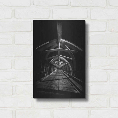 Luxe Metal Art 'Puente de Luz Pedestrian Bridge No 1' by Brian Carson, Metal Wall Art,12x16