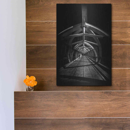 Luxe Metal Art 'Puente de Luz Pedestrian Bridge No 1' by Brian Carson, Metal Wall Art,12x16