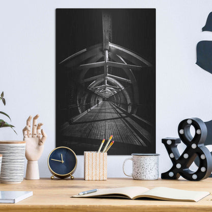 Luxe Metal Art 'Puente de Luz Pedestrian Bridge No 1' by Brian Carson, Metal Wall Art,12x16