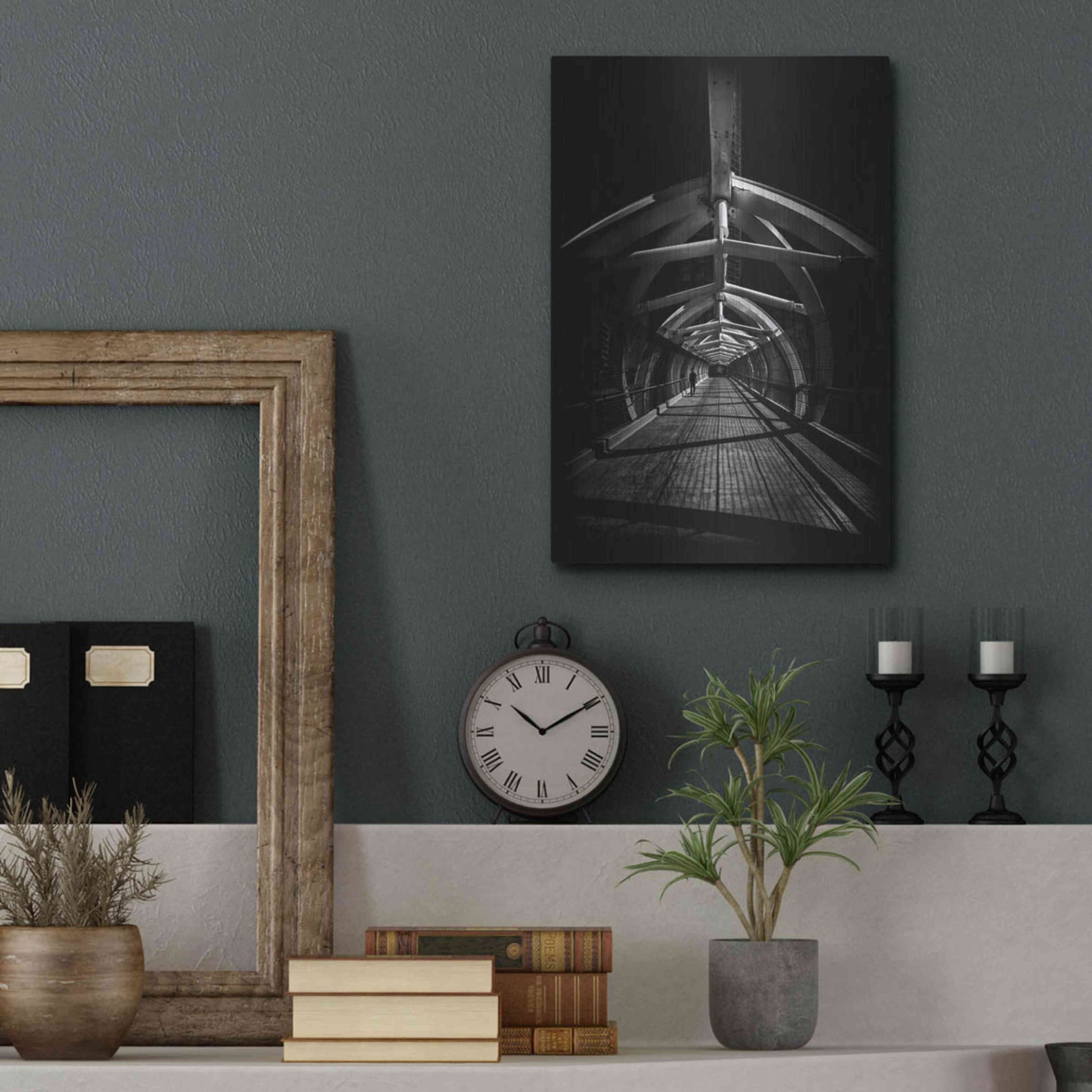Luxe Metal Art 'Puente de Luz Pedestrian Bridge No 1' by Brian Carson, Metal Wall Art,12x16